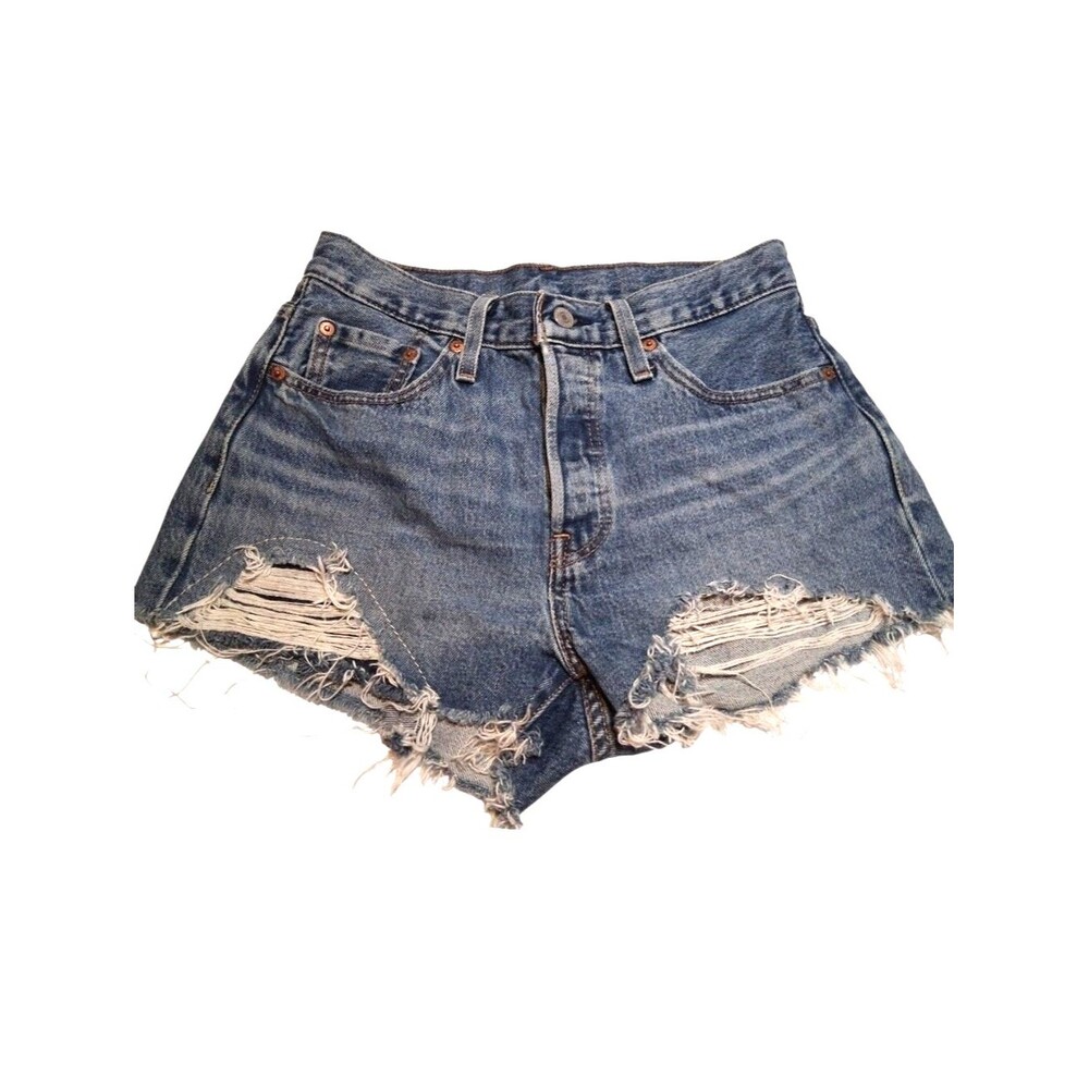Levi's 501 Original Distressed Cutoff Shorts Raw Hem Vintage Denim - W 27
